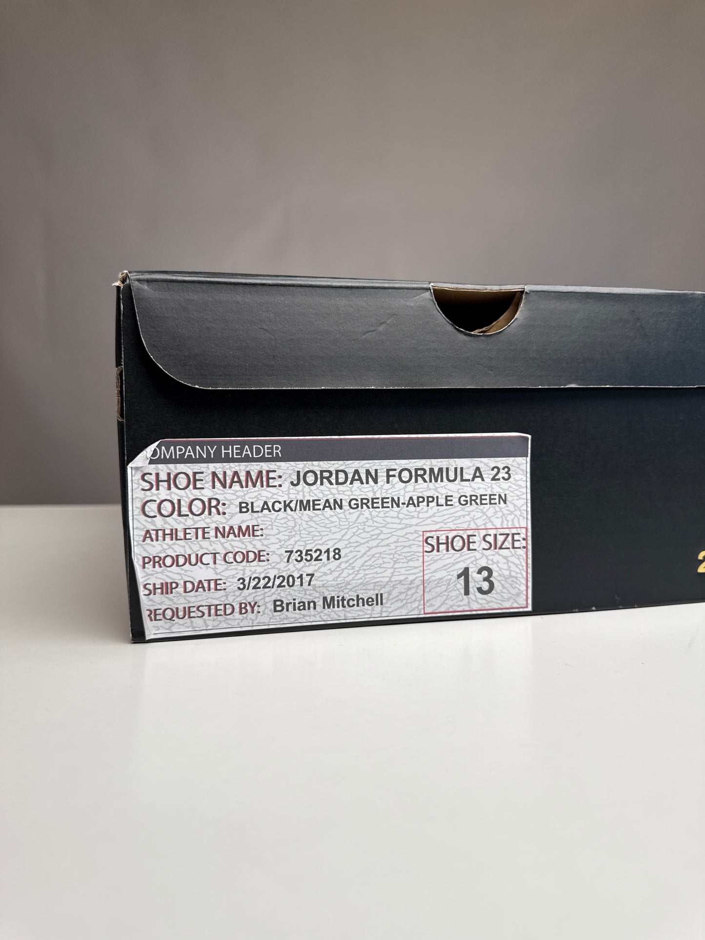 Jordan Formula 23 Wahlburger Black SAMPLE